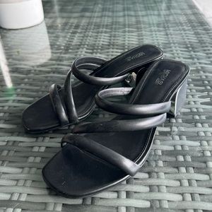 Michael Kors black leather block heeled sandals